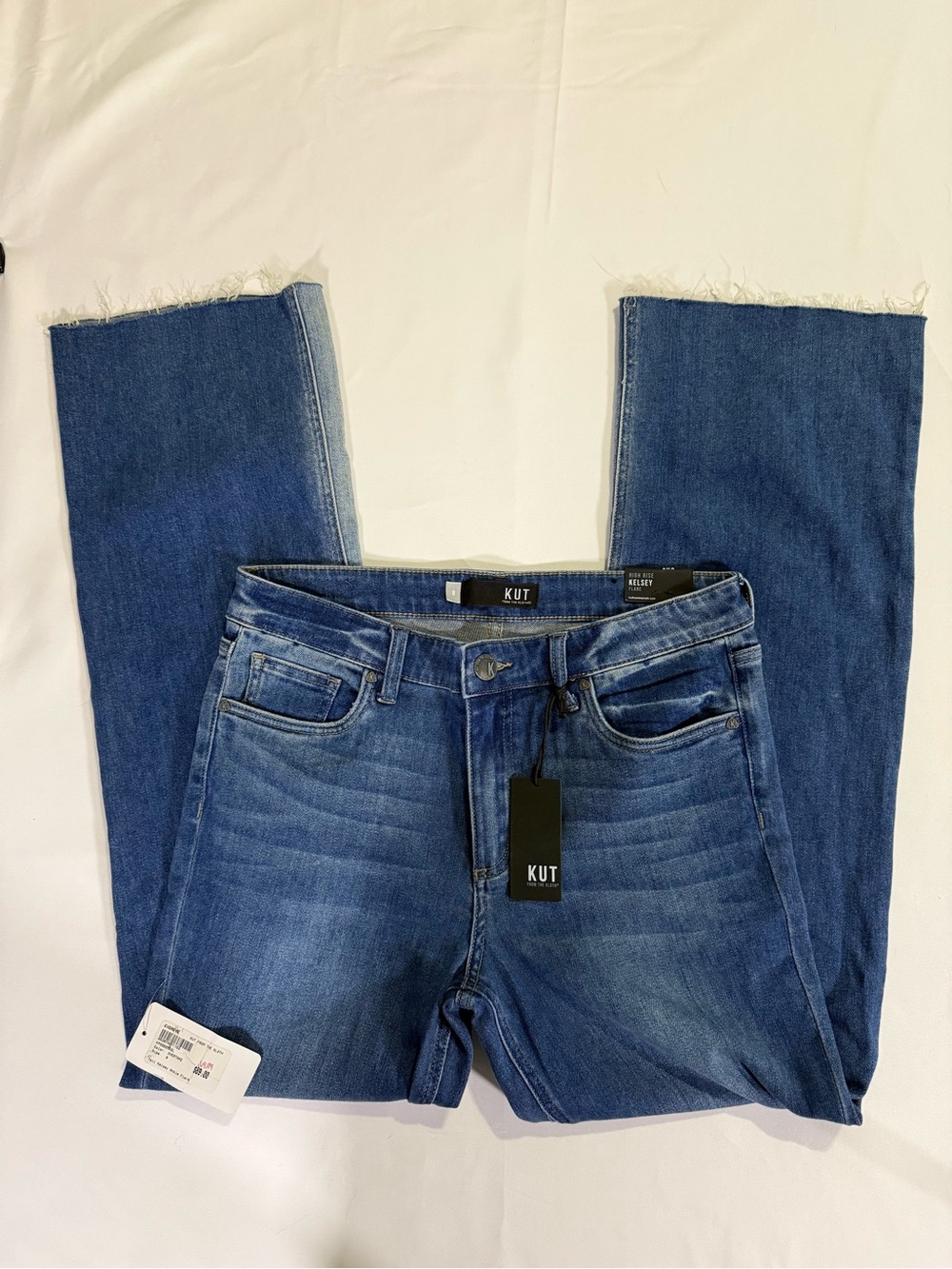Kut from the Kloth Women's Medium Blue Straight-Leg Jeans with Raw Hem